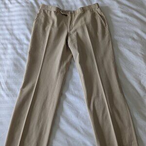 LNWOT Current Isaia Napoli Tan Khaki Cotton Trousers Pants EU50 (W33" x L30")